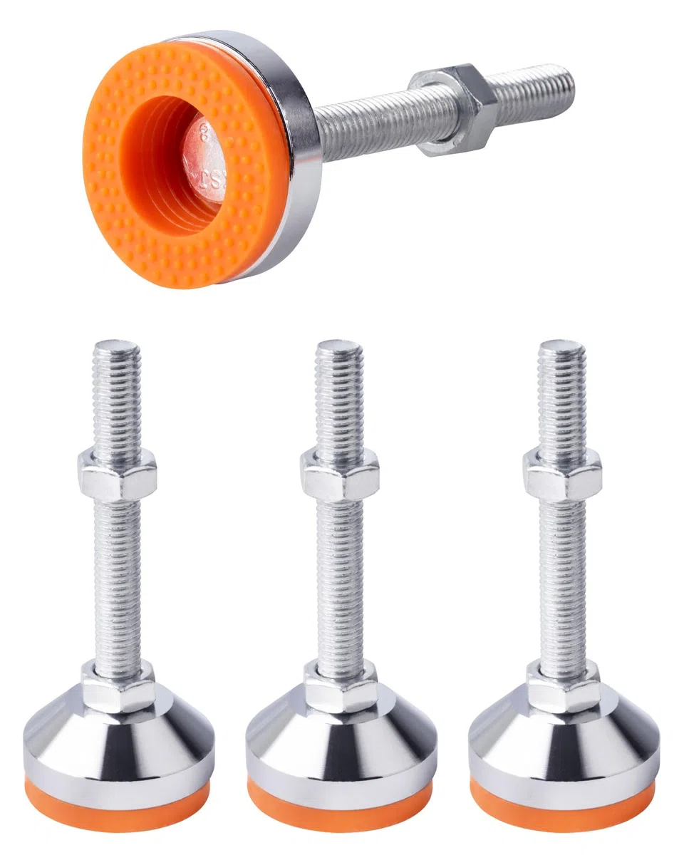 4 Pezzi Piedini Regolabili per Mobili, M12×80mm×Ø50mm Filettatura per Impieghi Gravosi Acciaio al Carbonio Piedino di Livellamento Livellatrice Protettore del Pavimento per Macchina Tavolo