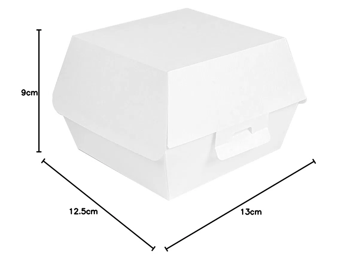 50 pezzi - Conchiglie Hamburger 'Thepack' 230 G/M2 13 x 12,5 x 9 cm bianco cartone ondulato Nano-Micro