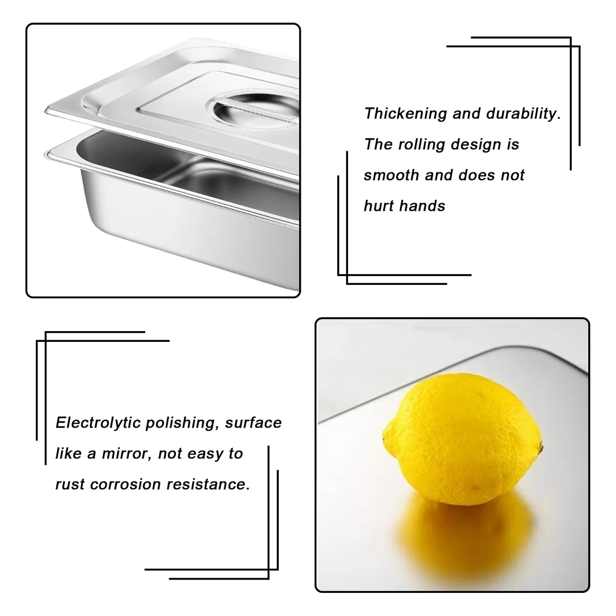 GOMETY Set di 3 ciotole per impanatura, contenitori GN 1/3, in acciaio inox, con coperchio, set di 3 ciotole per impanare, ideali per piatti e piatti da friggere, 32,5 x 17,6 x 6,5 cm