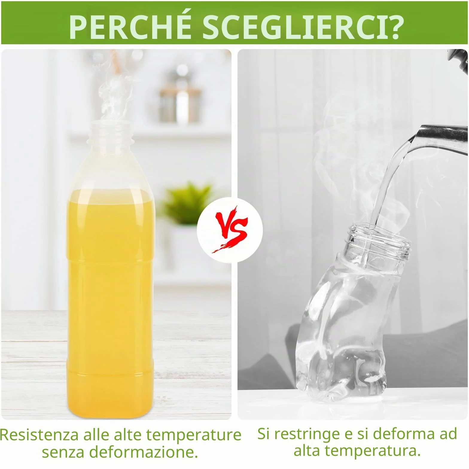 Confezione da 4 bottiglie in plastica per succhi di frutta da 1000 ml con coperchi (lavabili in lavastoviglie), bottiglia riutilizzabile in PP resistente al calore, bottiglia vuota in plastica