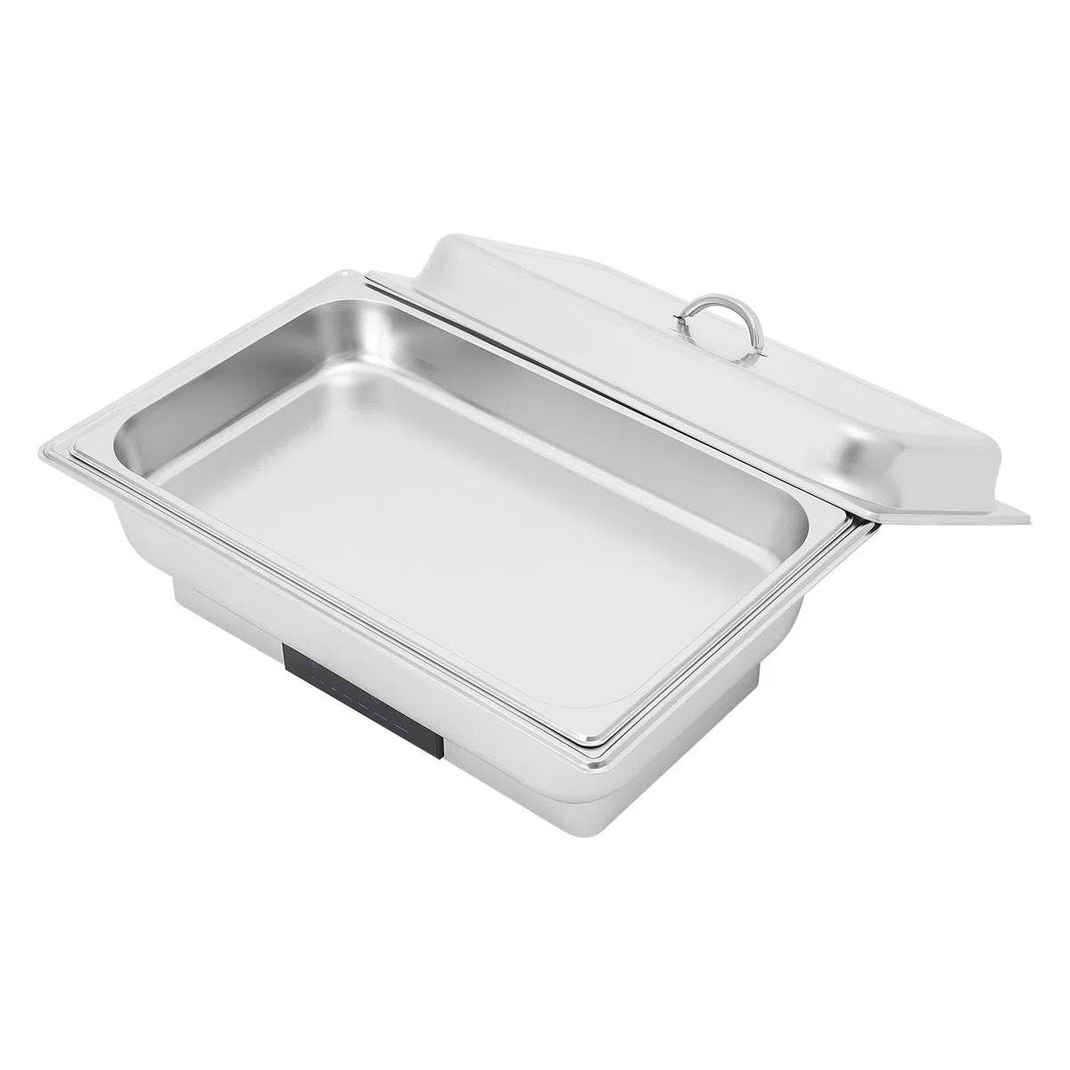 Chafing Dish 600 W scaldavivande elettrico con coperchio, 9 l, rettangolari da portata in acciaio inox, 35 ~ 90 ℃, scalda buffet regolabile per ristoranti feste (1 contenitore)