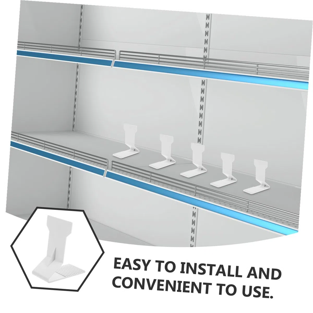 Supporto per Scaffalature Magnetico in Plastica 5 Pezzi 100x45x110mm Antiribaltamento per Espositori di Alimenti Confezionati in Negozi e Supermercati