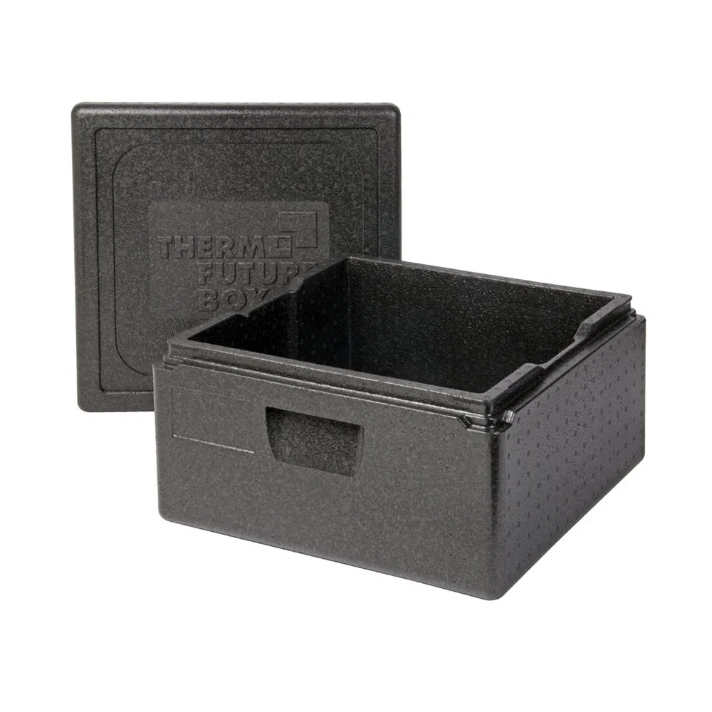 Thermo Future Box Quadratische Thermobx Kühlbox Contenitore Coperchio, Scatola Termica in EPP (Polipropilene espanso), Nero, 21 l