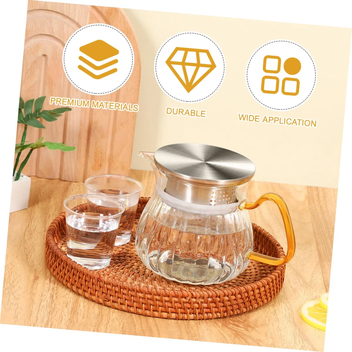 DOITOOL 3 pezzi Coperchio Della Caraffa Impermeabile Inox Coperchio Di Jug Freddo Con Doppia Uscite Per Facile Versare Accessorio Pratico Per Ristoranti E Case