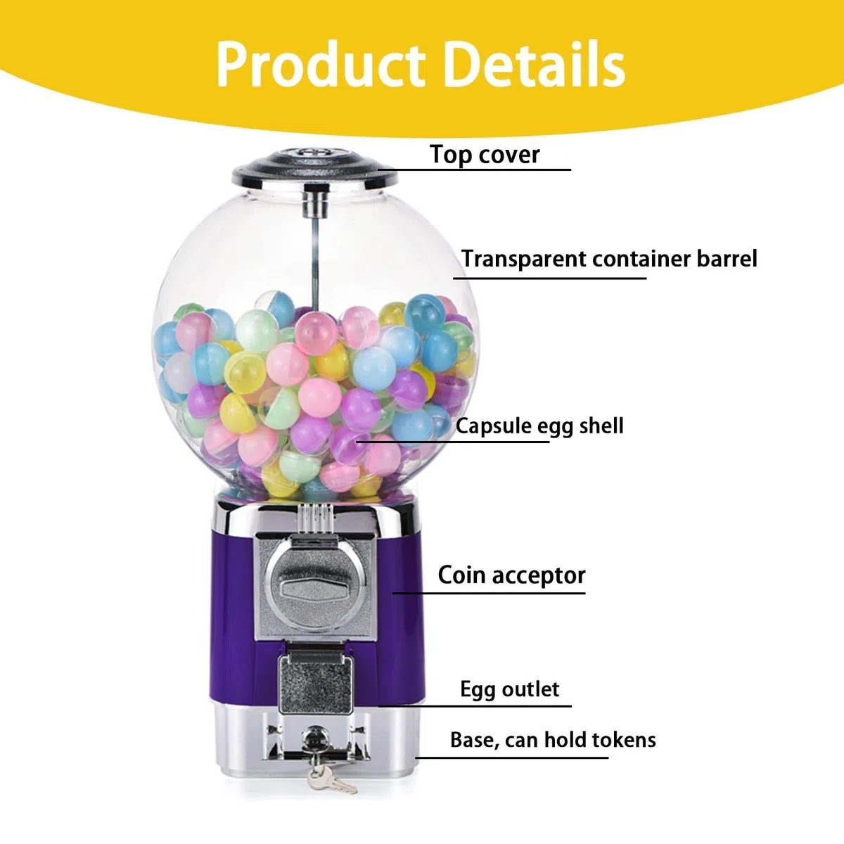 Distributore Di Capsule Di Caffè, Include Base In Metallo Da 63cm E 20 Gusci Di Palline Colorate, Capacità 240 Capsule, Distributore Commerciale Di Gomme Da Masticare A Monete(Green)