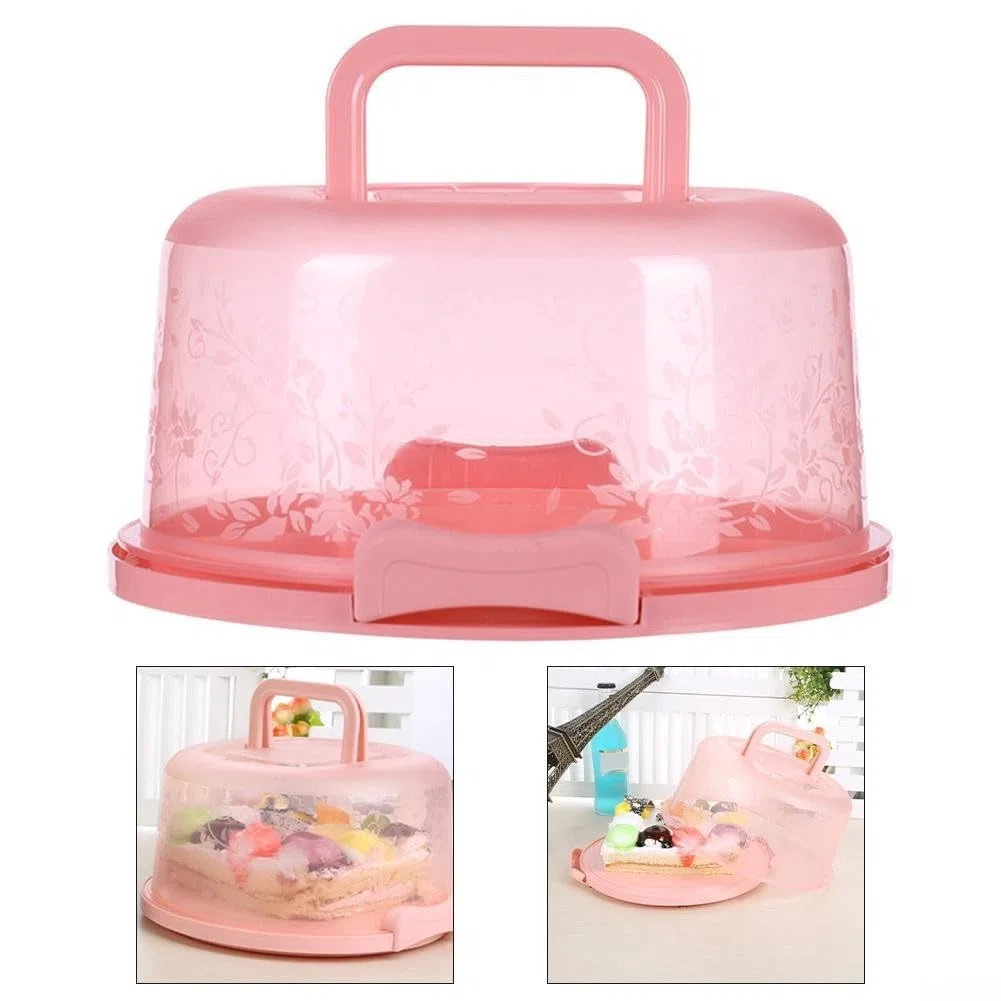 Porta torte sicuro con manico e coperchio trasparente bloccabile, perfetto per trasportare torte, cupcake, torte e altri dolcetti da forno
