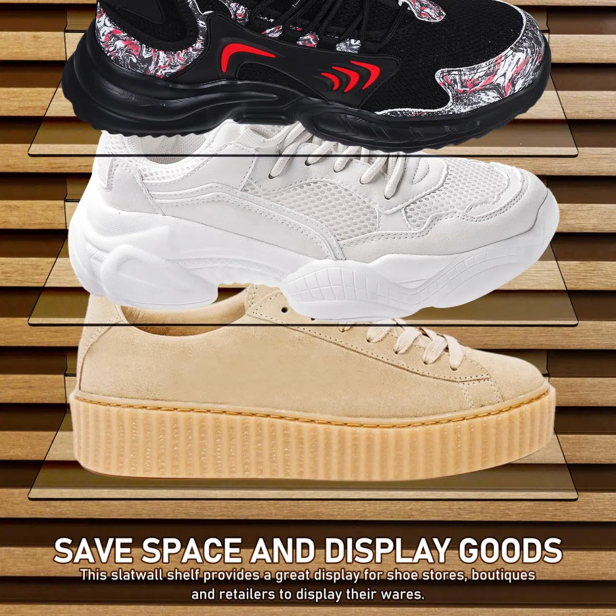 Cabilock 8 mensole trasparenti per scarpe, in plastica trasparente, da parete, per casa, negozi e boutique, per la casa