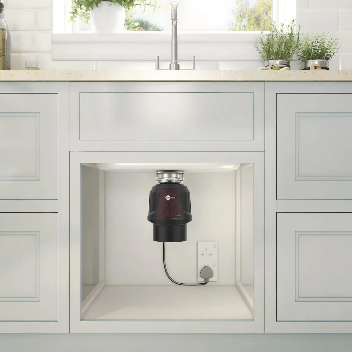 Insinkerator Premium 700 EC - Tritatutto per rifiuti da cucina con motore a induzione da 0,75 CV e interruttore dell'aria