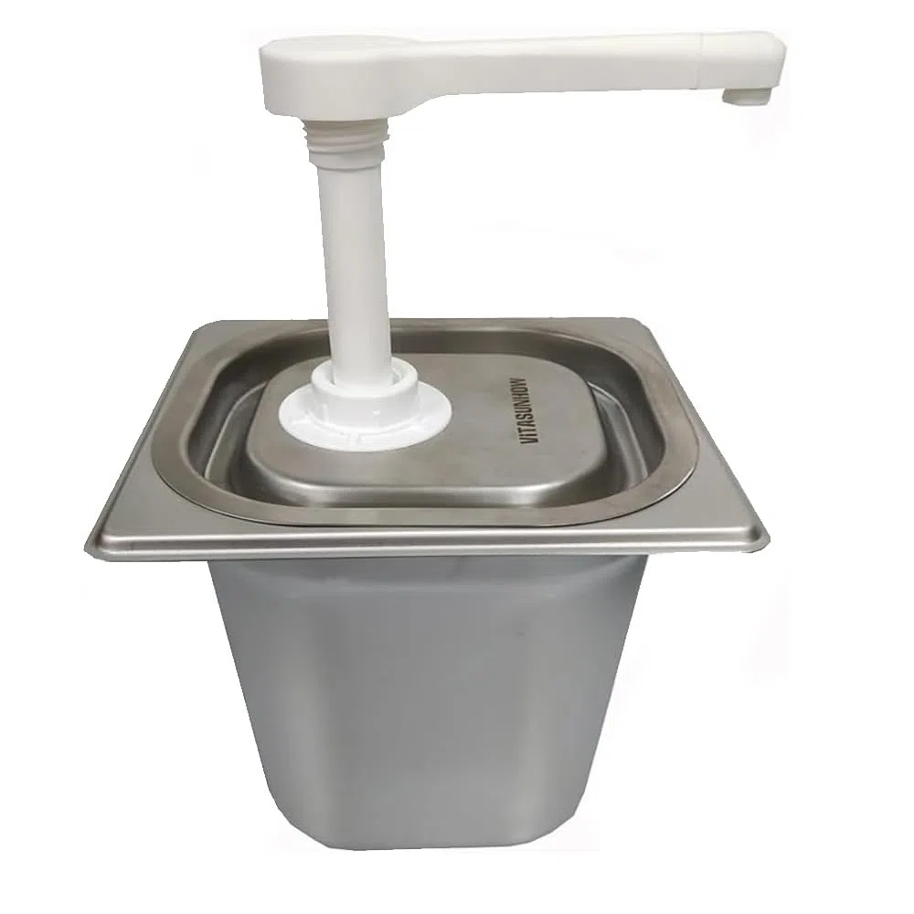 Pompa dispenser per salse in acciaio inox, erogatore per condimenti, 3,4 l, per cucina e ristorante, per ketchup, condimenti per insalata, salsa di soia, aceto, maionese (JLT-1035P)