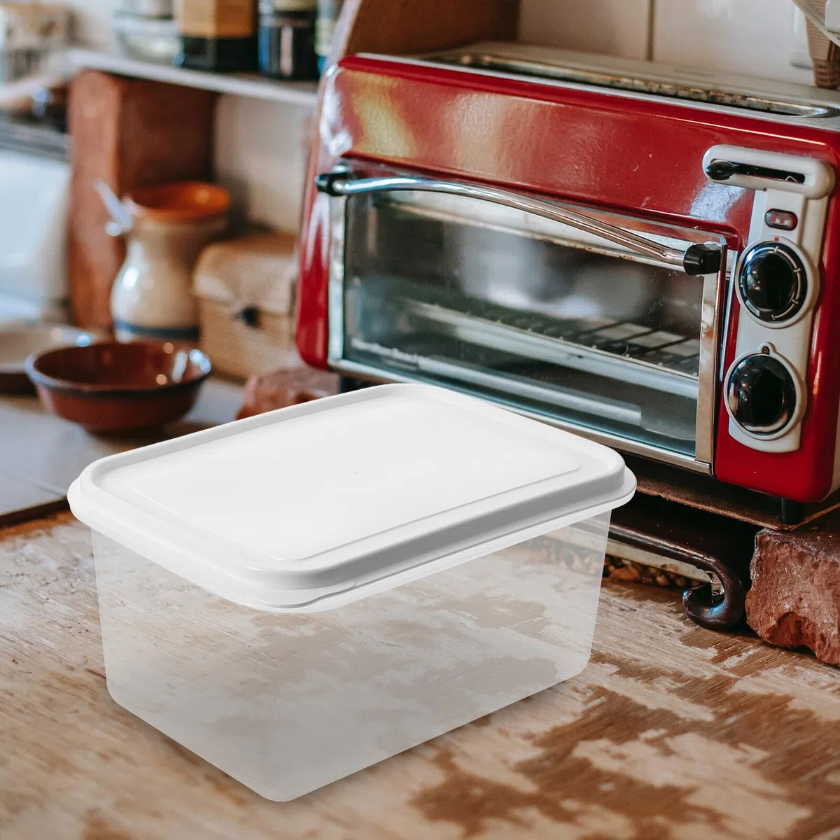 Contenitore per Lievitazione Impasto Pane 4L in Plastico con Coperchio, Design Multifunzionale Migliorato per Panettieri Domestici e Piani Cucina
