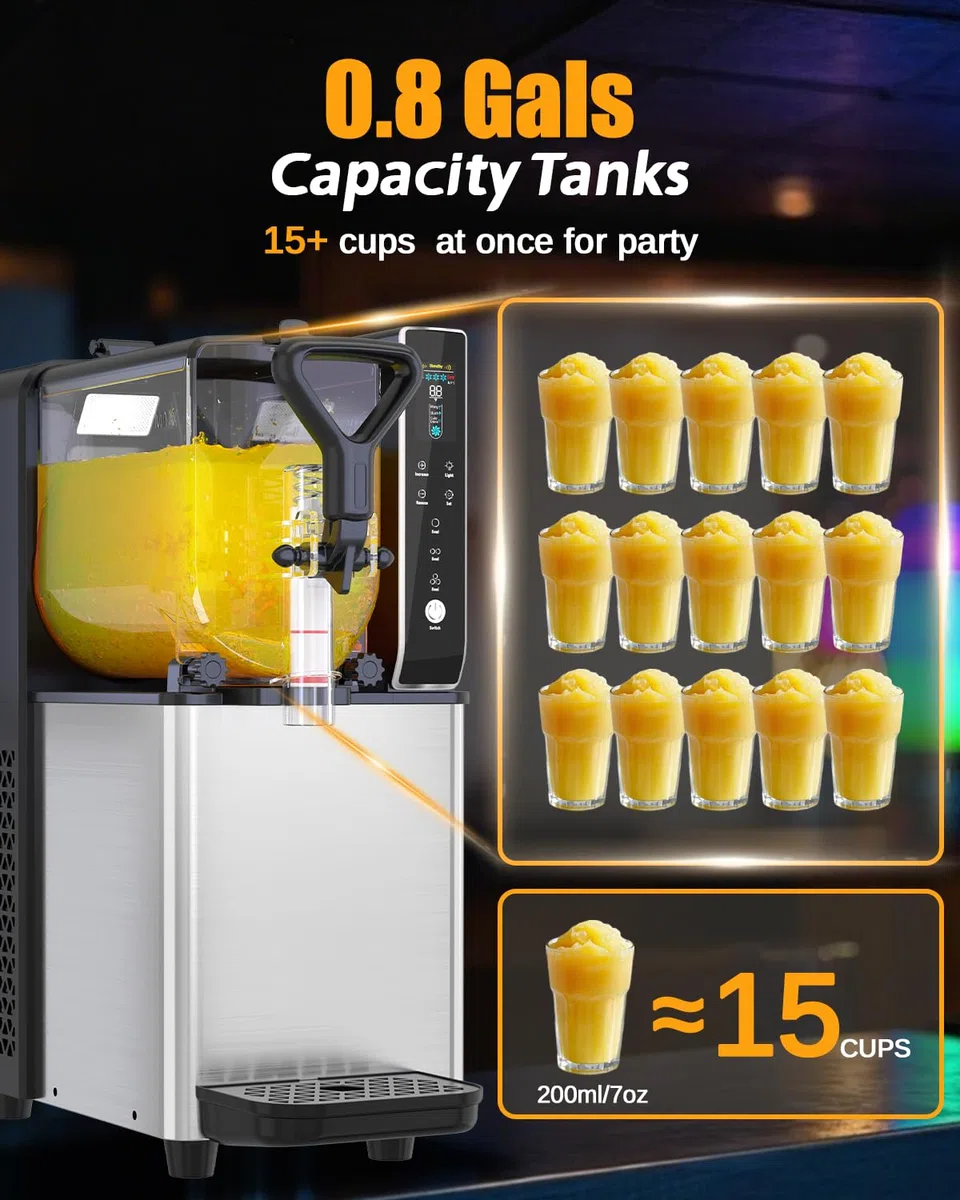 GSE Macchina Granite Residenziale, 3L Machine a Granita, Display LCD a colori，Machine a Cocktail，Granitore Sorbettiera Macchina, Macchina Slushie per Bevande Surgelate a famiglia, compleanno, raccolta