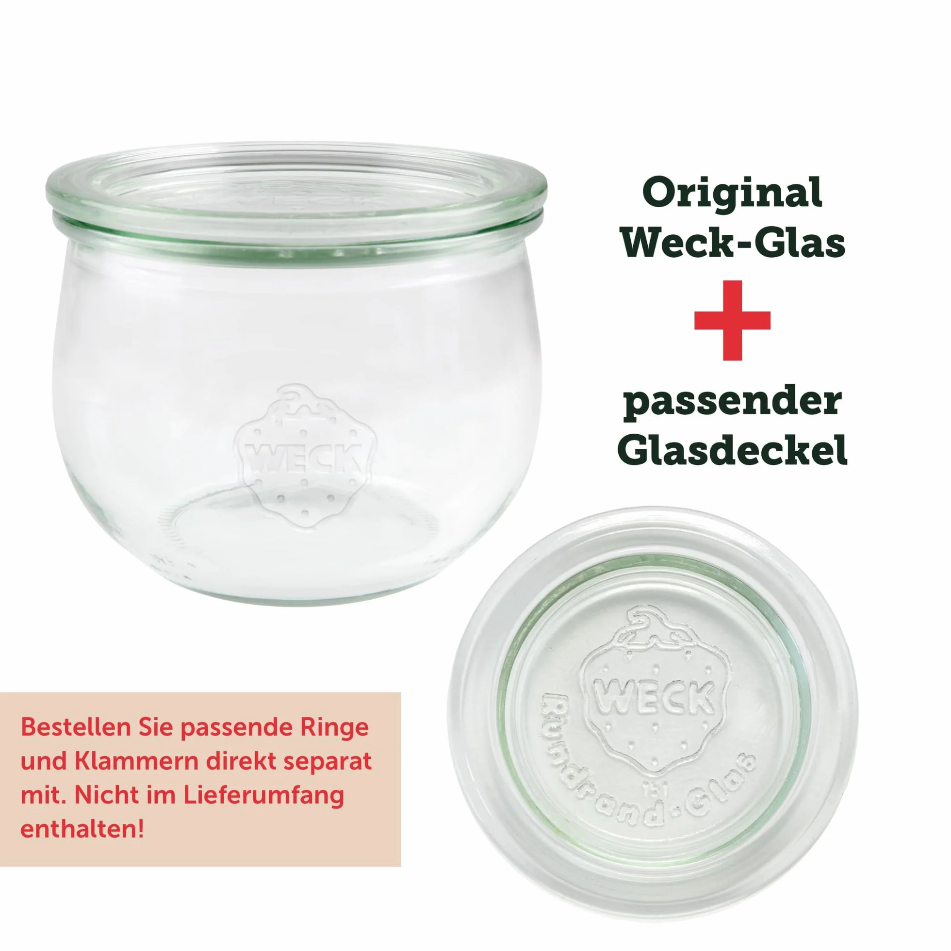 Weck Bicchieri da 580 ml, set da 6 pezzi con coperchi, a forma di tulipano, robusti e impilabili, ideali per Meal Prep, Overnight Oats, dessert e marmellata, riutilizzabili, realizzati in Germania
