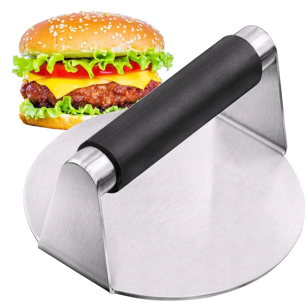 Smash Burger Press, 5,5 Pollici Pressa per Hamburger, Professionale Pressa per Hamburger in Acciaio Inox,Pressa per Biscotti Hamburger per Piastra Piatta Griglia, Bistecche, Panini, Barbecue