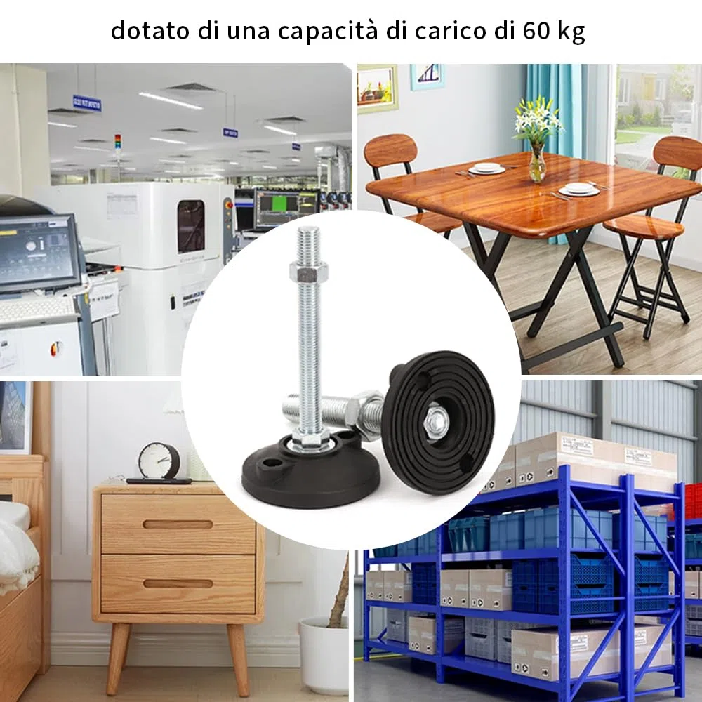 BORDSTRACT Piedi di livellamento della mobilia, 4 pezzi M8 Heavy Duty regolatore di altezza piedino livellatore dimensione filo per tavoli,cassettiera, panca, armadi(D40*M8*L30)