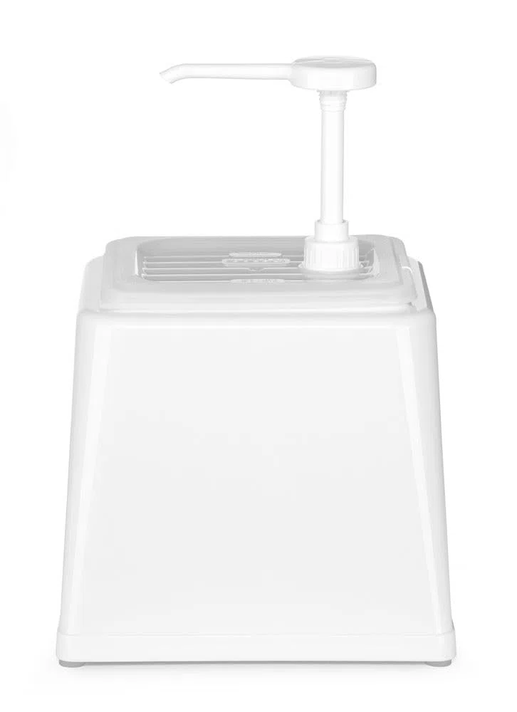 HENDI Dosatore per salse con pompa, distributore di condimenti, dispenser riutilizzabile, senza BPA, capacità: 2,5 L, dosaggio: 20 ml, 230x210x(H)327mm, bianco, ABS, polipropilene