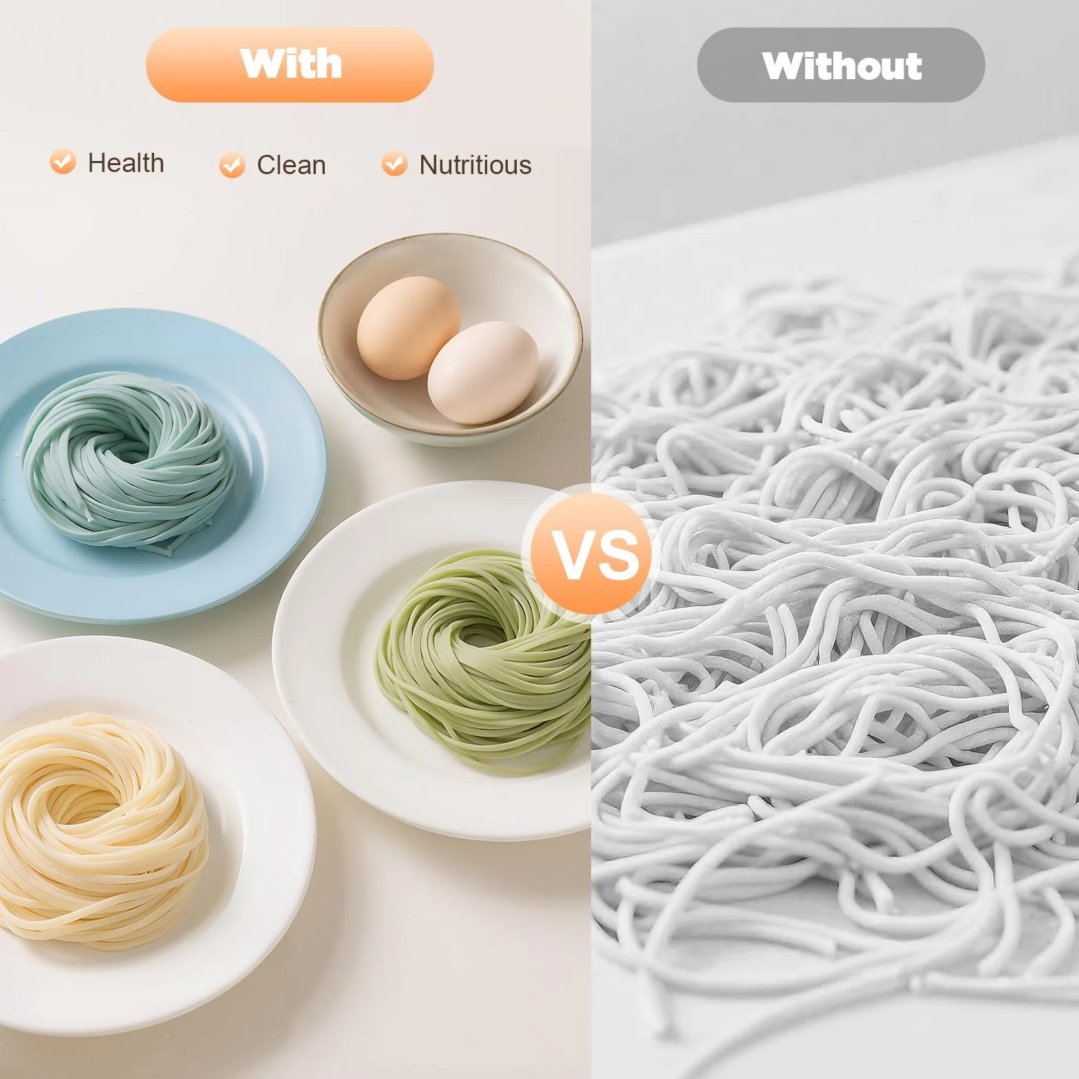 Macchina automatica per la pasta perfetta fatta in casa con nove forme, motore in rame in circa tre minuti di pasta fresca senza additivi per famiglie a casa, salvaspazio bianco