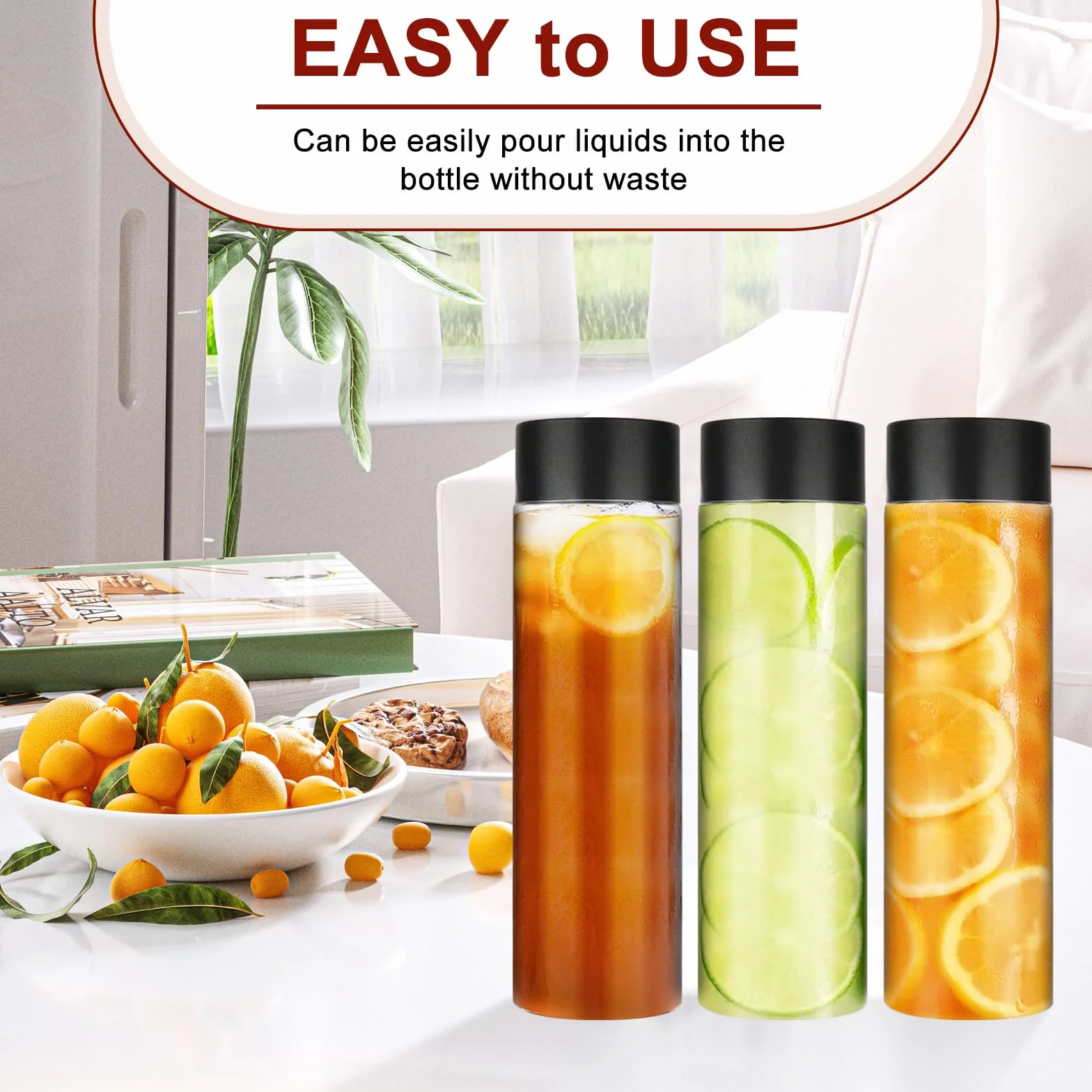 DAJAVE 18Pcs Bottiglie di Succo di Plastica Trasparente in Pet 500ML Bottiglia Plastica Riutilizzabile, Contenitori per Bevande, Svuotare Le Bottiglie di Bevande Frullato con Coperchi per Acqua Succo