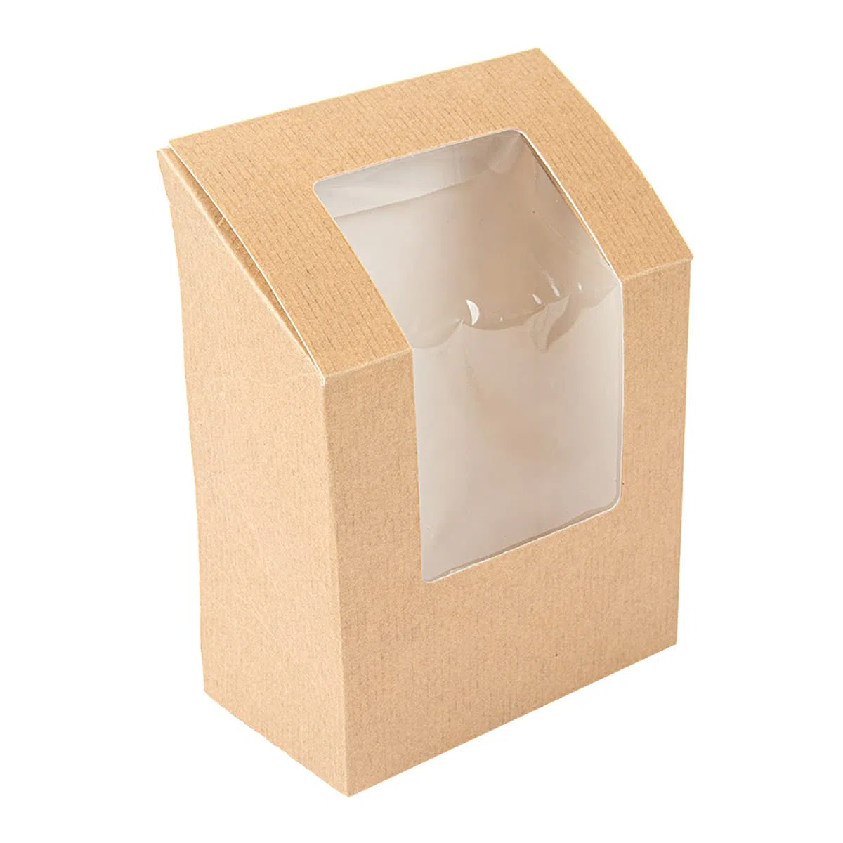 100 pezzi - Scatole per tortilla, con finestra 'Thepack' 220 g/M2 + Opp 9,2 x 5,1 x 9,2 / 12,5 cm, in cartone naturale ondulato, Nano-Micro