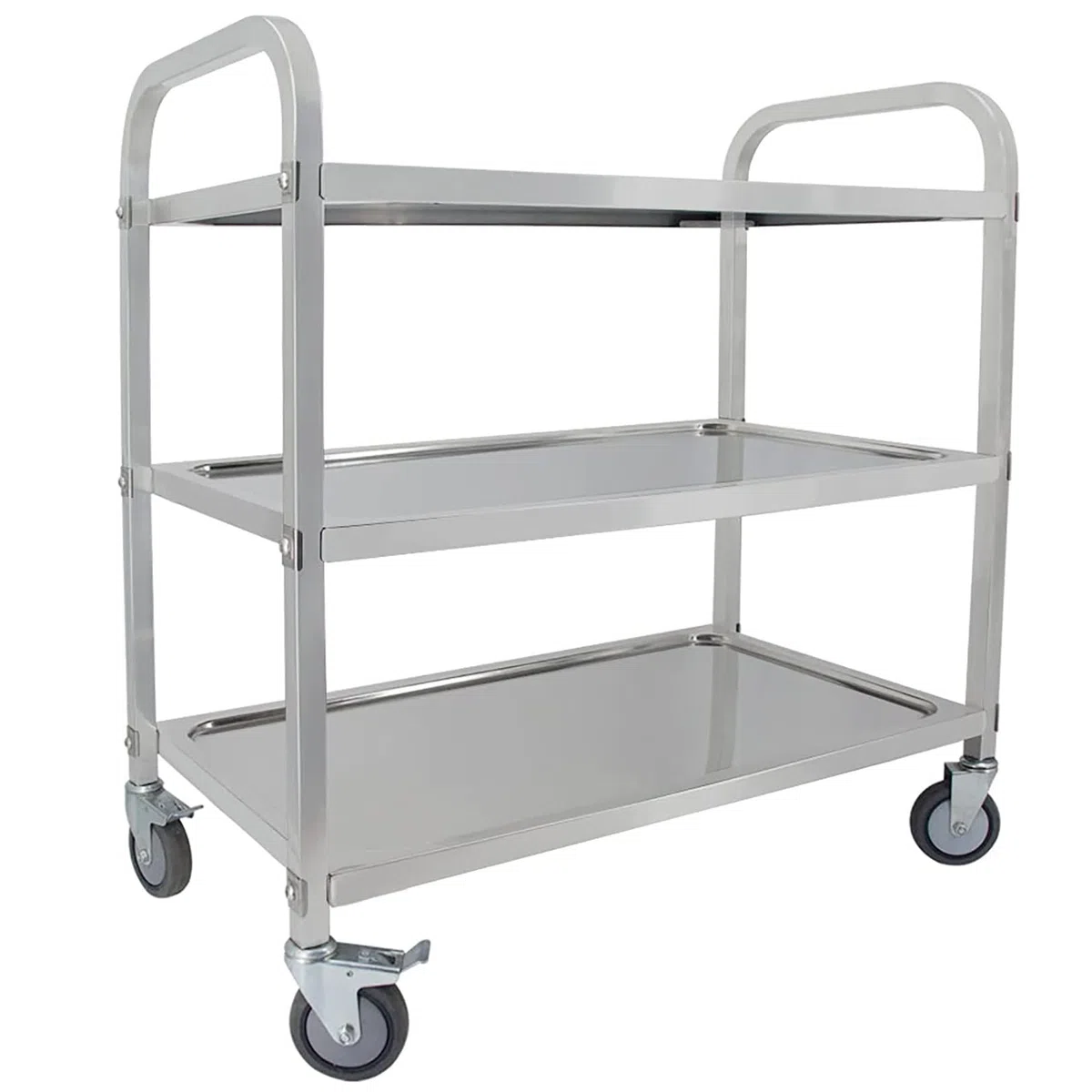 Carrello da cucina in acciaio inox con ruote bloccabili, a 3 ripiani, per hotel, ristoranti, catering, isola, 95 x 50 x 95 cm