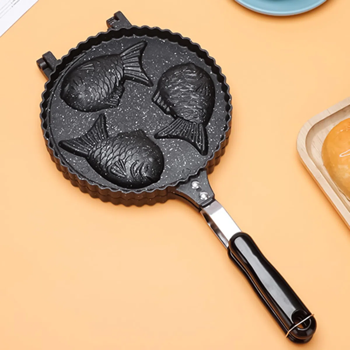 Taiyaki Pan - Teglia per torte a forma di pesce Taiyaki, 41 x 20 cm, antiaderente, in lega di alluminio, per colazione, casa e bancarelle di cibo, facile da pulire e riscaldare uniformemente