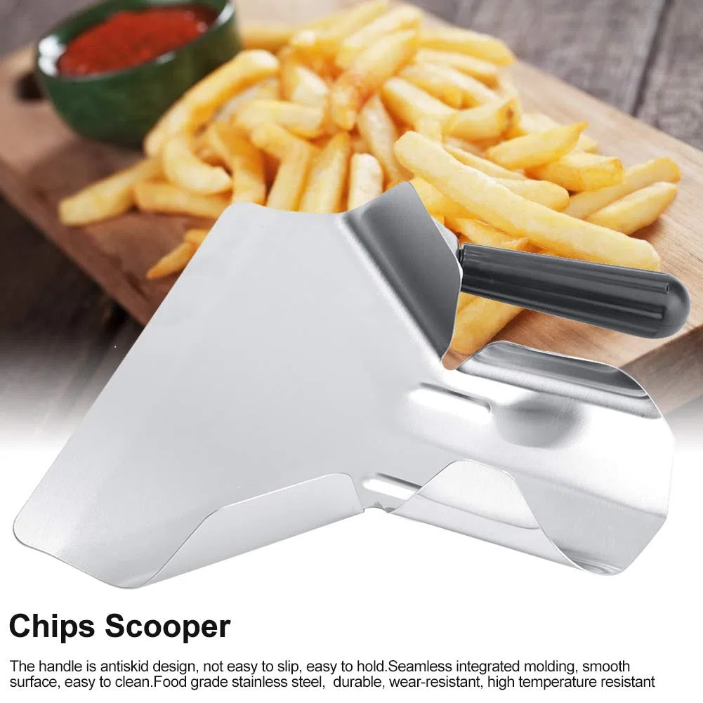 MAGT Paletta per Patatine Fritte, 23 x 21 cm Addensato in Acciaio Inossidabile Maniglia Singola per Popcorn Snack Caramelle