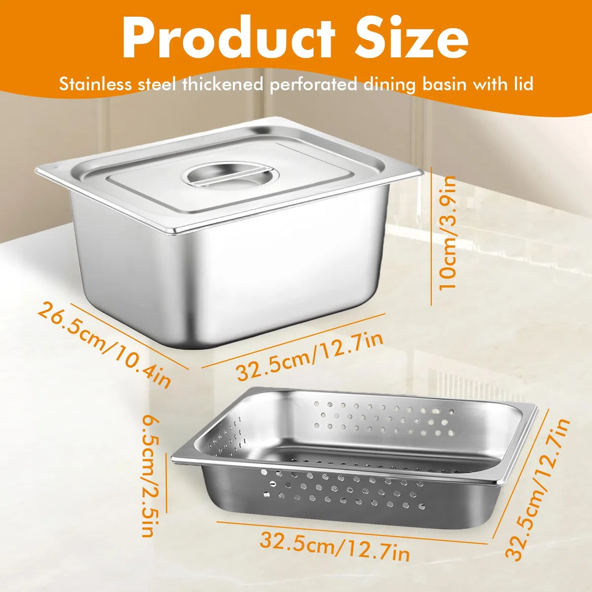 SUNOYA Contenitori Acciaio Inox, Contenitori In Acciaio Inox Con Coperchio E Fori Forati, Tavolo A Vapore In Acciaio Inossidabile, Acciaio Con Coperchio Per Lavare E Conservare Gli Alimenti