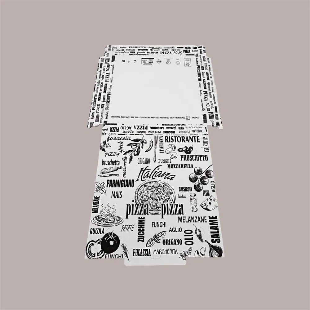 Lucgel Scatole per Pizza da Asporto, 33x33x3 cm, Cartoncino Bianco Stile Vintage, Set da 25 Pezzi