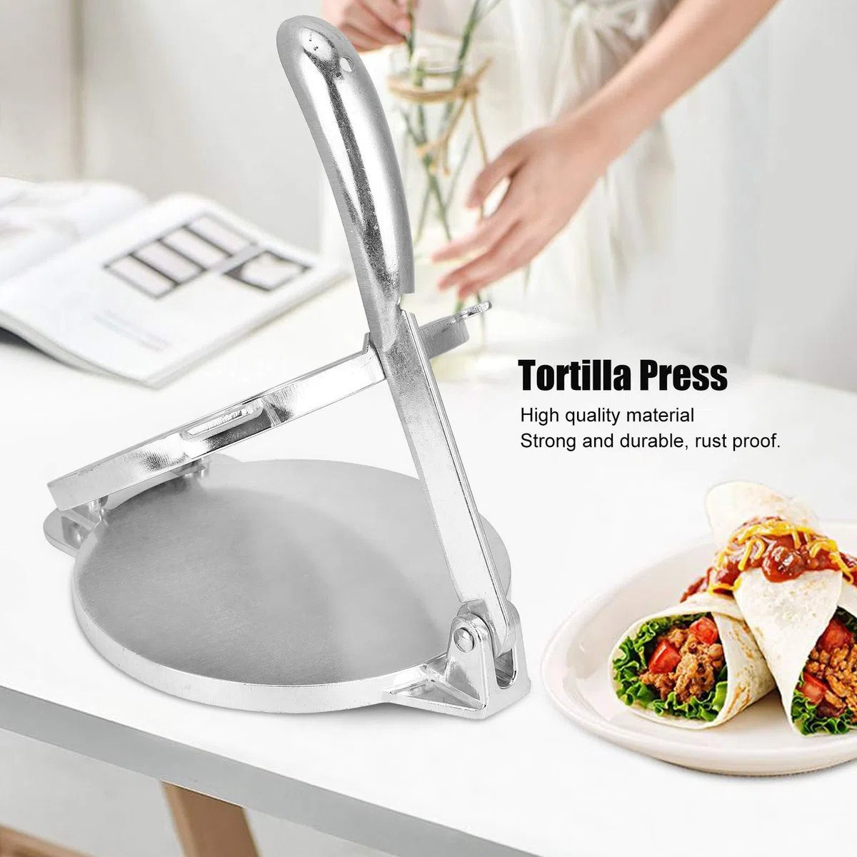 Tortillas, Stendi Pizza Saccia Pizza, Stenditrice Pizza Professionale Pressa Per Pasta Pizza per Tortillas Saccia, Press Strumento,Macna Tortilla in Lega di Alluminio