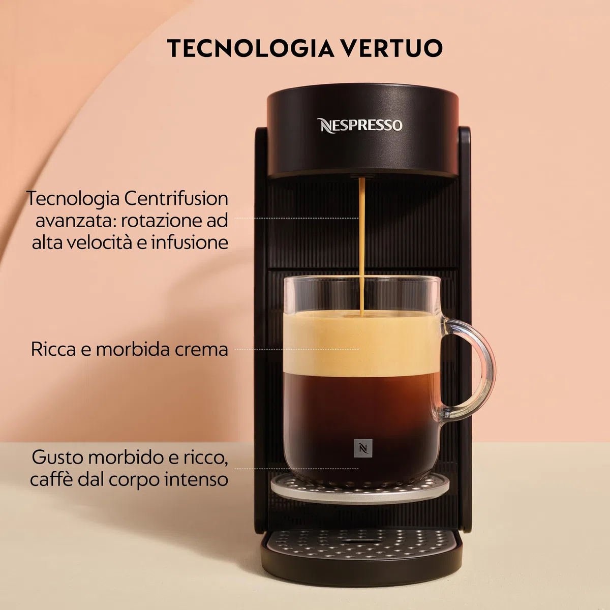 Nespresso Vertuo UP Krups XN9408K con 100 Capsule Incluse, Nuova Macchina caffè, Black, Sistema Capsule Nespresso Vertuo