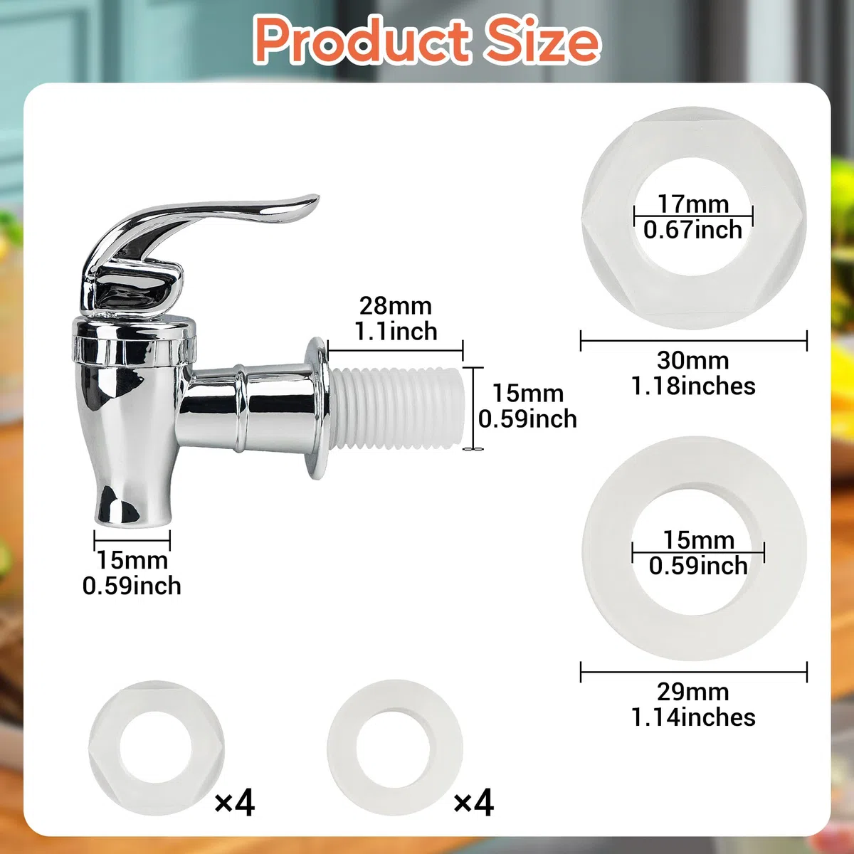 4 beccucci di ricambio per dispenser di bevande, in plastica, per distributori di bevande, set di nastri per rubinetto esterno (stile a pressione, argento)