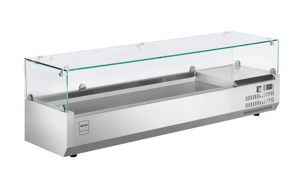 METRO Professional Vetrina refrigerata GHS2150, acciaio inox/vetro, 150 x 39.5 x 43.5 cm, 52 L, 135 W, compatibile con GPT2100, argento