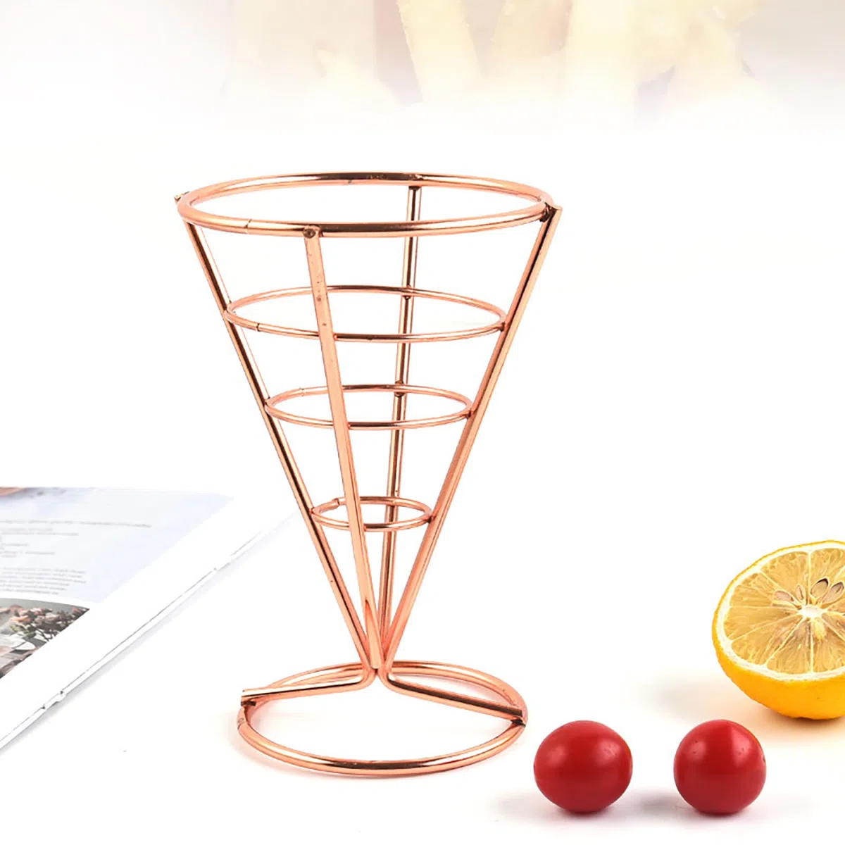 Porta Patatine Fritte, 6PCS Porta Cono in Acciaio Inox,Supporto per Patatine Fritte Cestino a Cono Portacono Cestino per Snack Riutilizzabile per Cucina del Partito