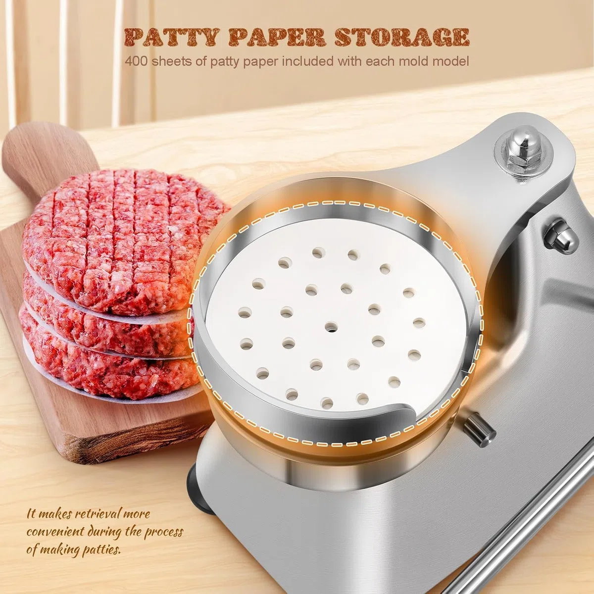 Macchina per la preparazione di hamburger, pressa per carne in acciaio inox resistente, con stampi intercambiabili, per ristoranti e lavorazione degli alimenti