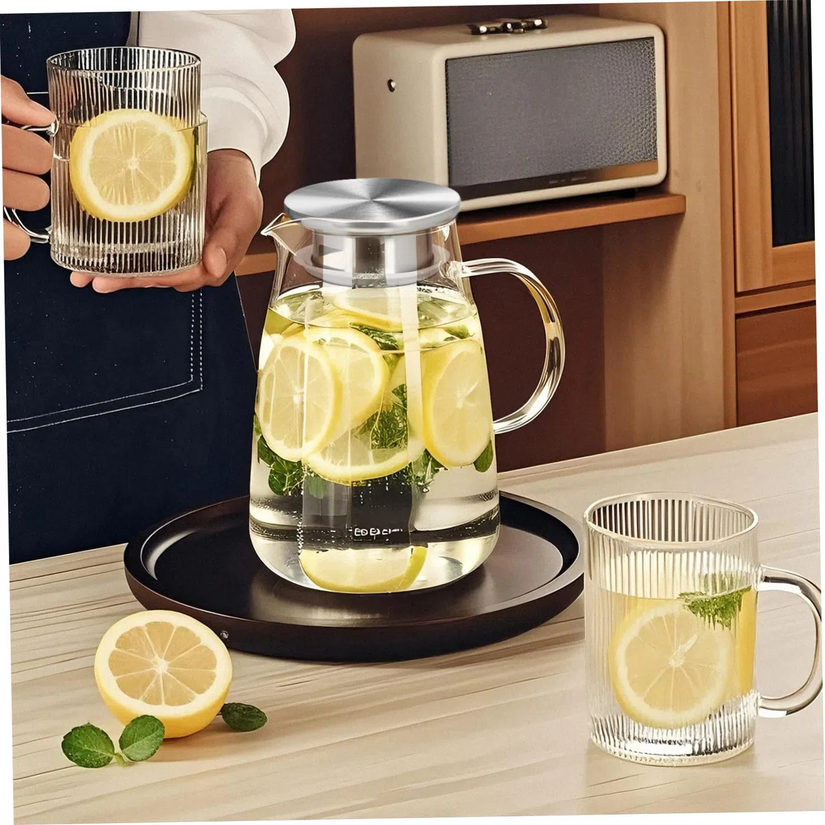 DOITOOL 3 pezzi Coperchio Della Caraffa Impermeabile Inox Coperchio Di Jug Freddo Con Doppia Uscite Per Facile Versare Accessorio Pratico Per Ristoranti E Case