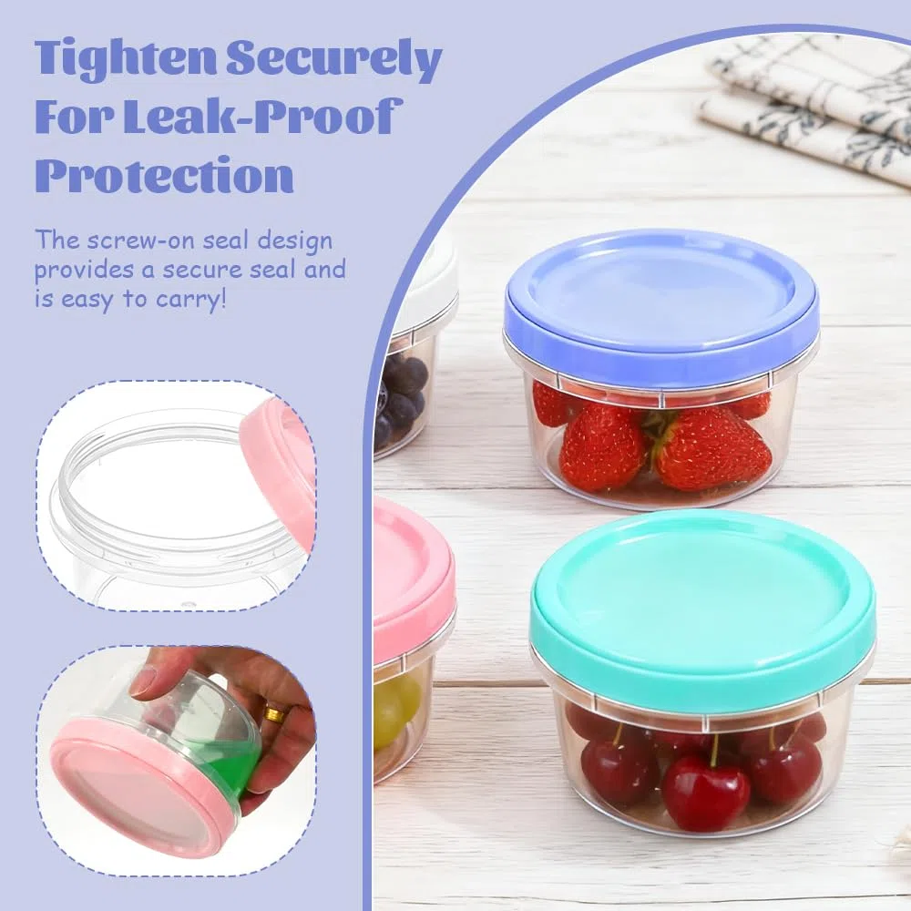 20 Pezzi Contenitori Ermetici per Alimenti Piccoli 200ML Barattoli in Plastica Riutilizzabile con Coperchio Vasetti di Conservazione Ermetici Trasparenti per Yogurt Marmellata Snack