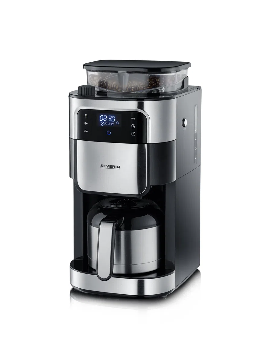 SEVERIN KA 4814 - Macchina da caffè con filtro in acciaio INOX e caraffa termica, macinazione fine e grado di macinazione selezionabile, 1000 W, fino a 8 tazze/ca. 1 litro