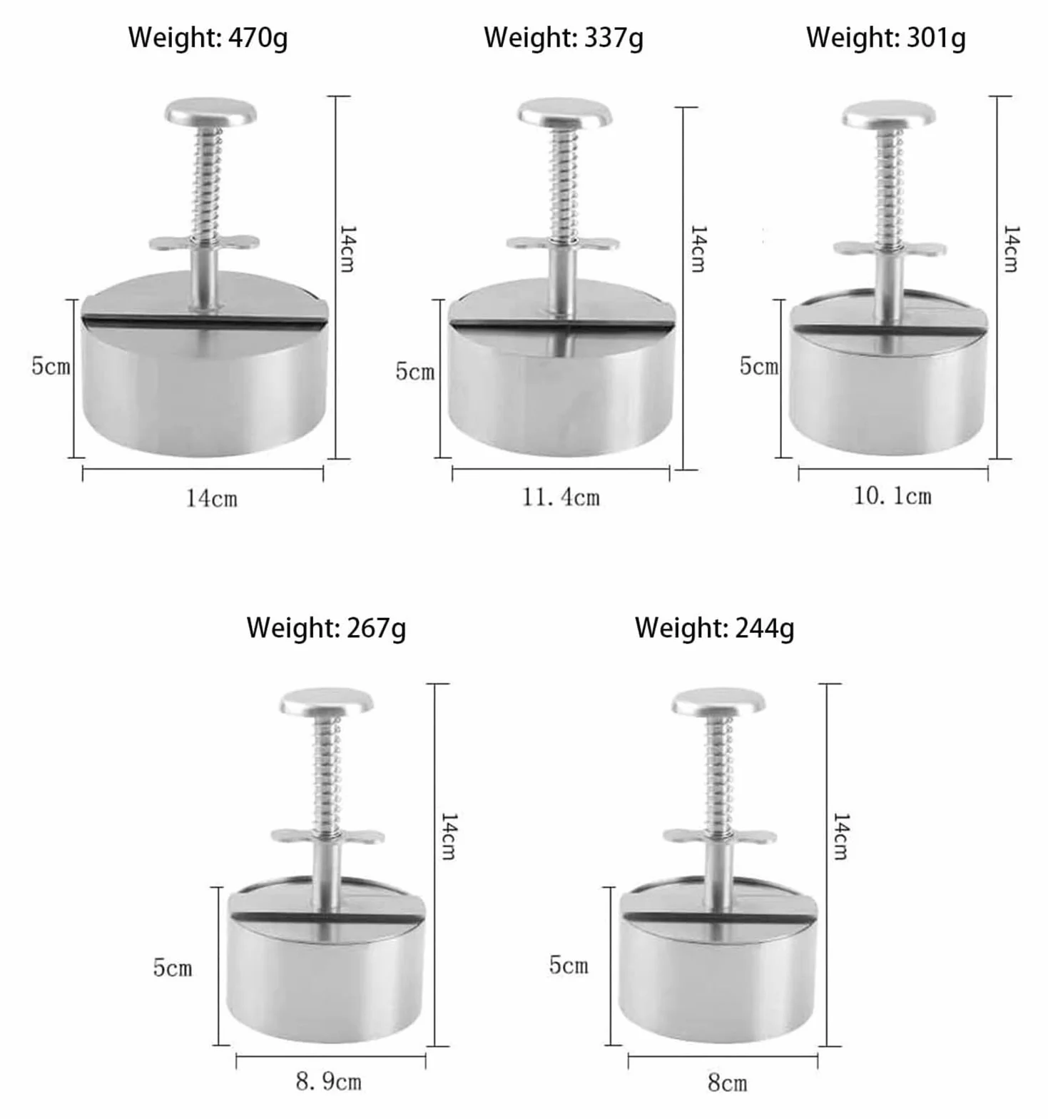 Pressa manuale per carne, pressa per slider, per tortini di hamburger con 100 pezzi di carta per tortini di hamburger - Stampi regolabili per tortini di hamburger, in acciaio inossidabile antiaderente