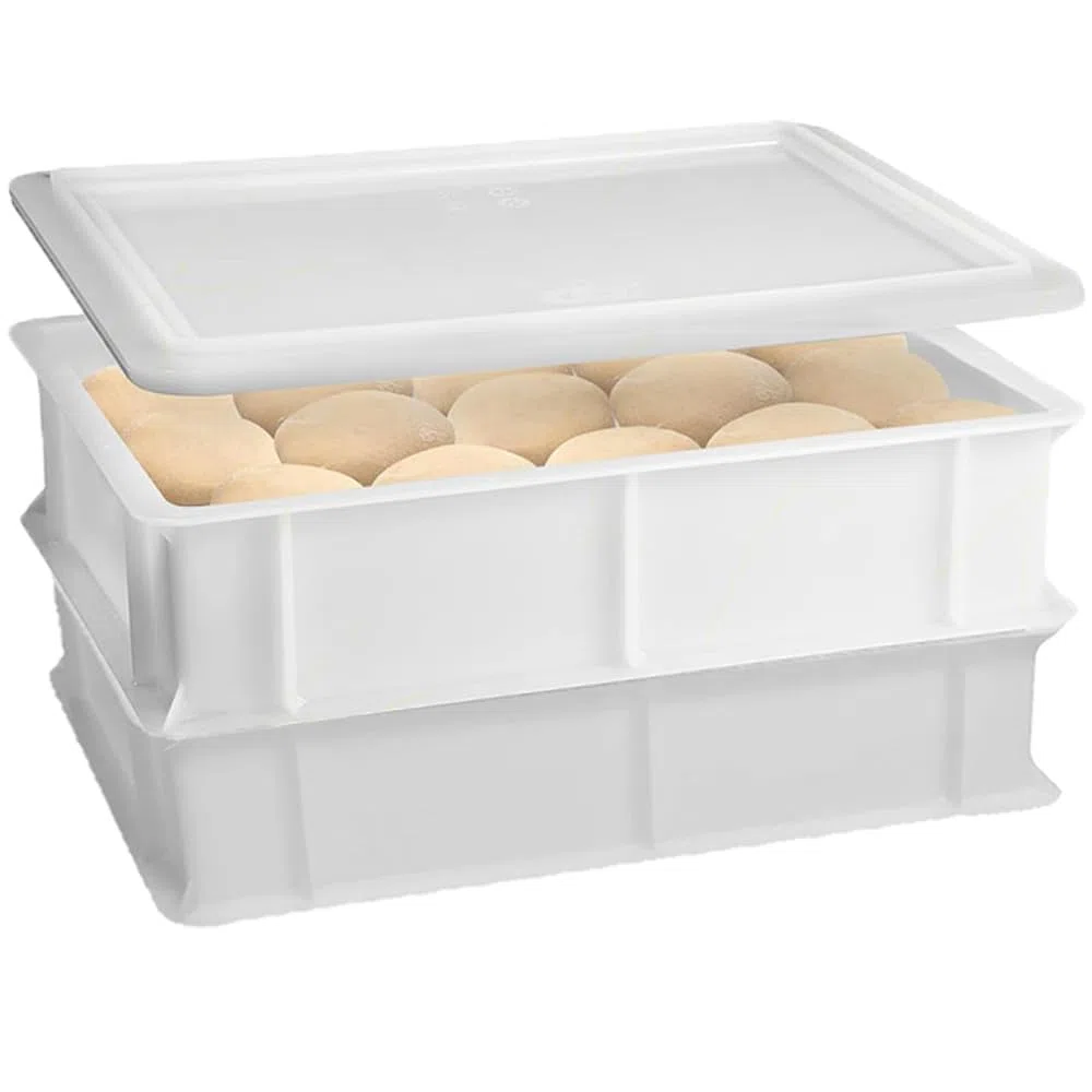 Set 2 Cassetta con Coperchio impasti palline Pizza Pane panette 30x40x13 per alimenti certificata certificata per alimenti litri 12 professionale impilabile sovrapponibile