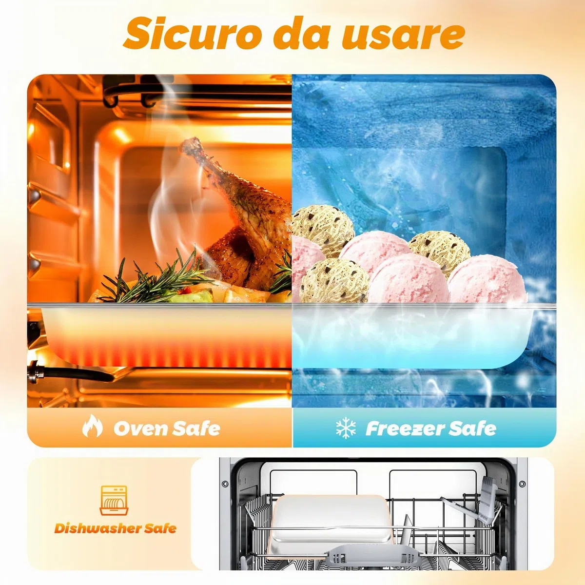 Treeisland Contenitori Gastronorm, 4 Contenitori in Acciaio Inox con Coperchio per Alimenti, Contenitori in Acciaio Inox per il Mantenimento in Calore di Cibi, Torte, Teglie per Hotel