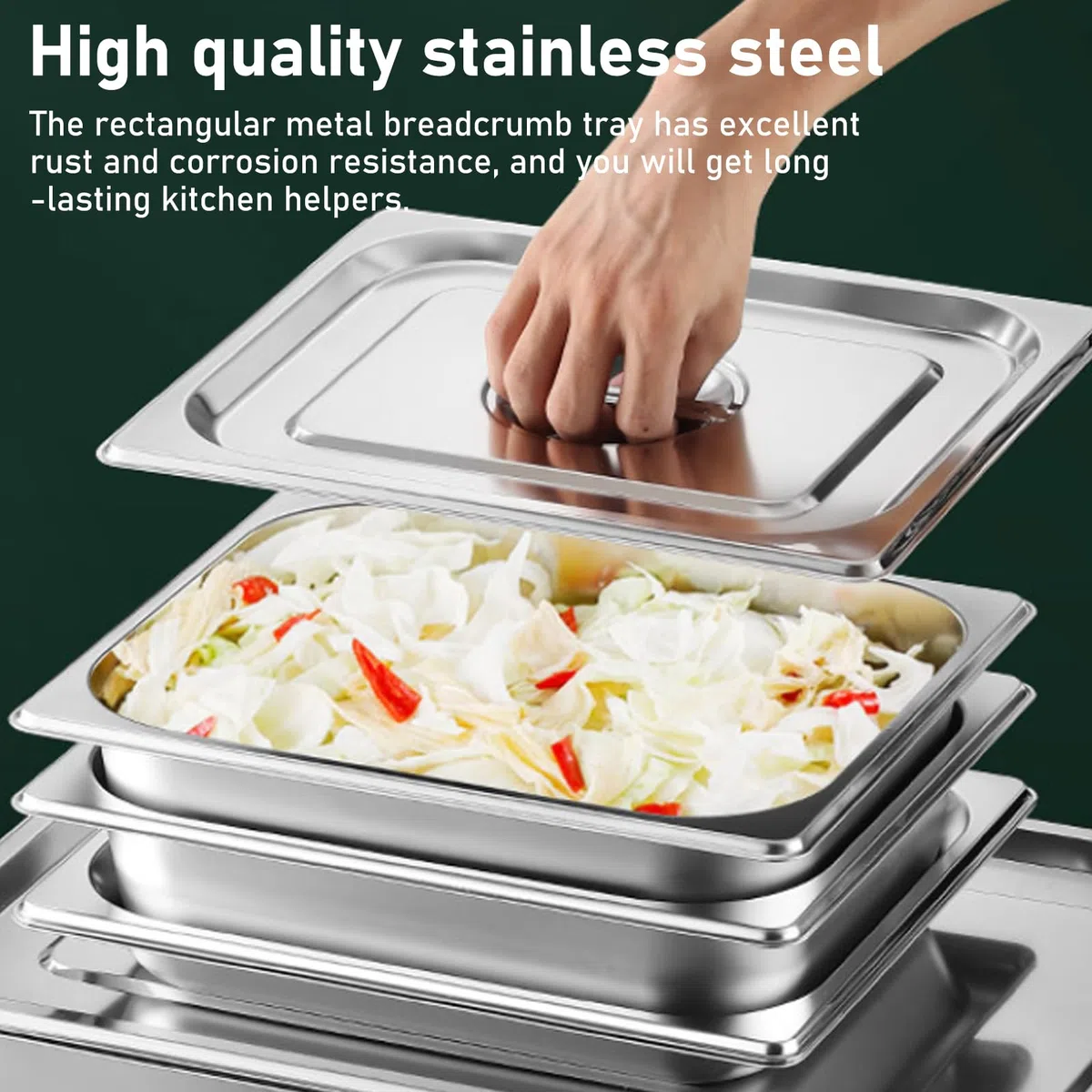 Gastro Contenitore con coperchio: set da 4 pezzi, spessore 0,8 mm, elettrolitico, in acciaio inox, 176 x 108 x 100 mm, impilabile, contenitore con coperchio, per cucina e buffet