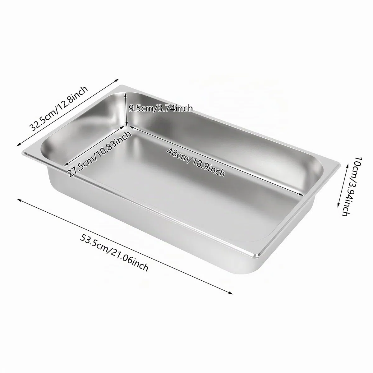 Treeisland Contenitori Gastronorm, 4 Contenitori in Acciaio Inox con Coperchio per Alimenti, Contenitori in Acciaio Inox per il Mantenimento in Calore di Cibi, Torte, Teglie per Hotel