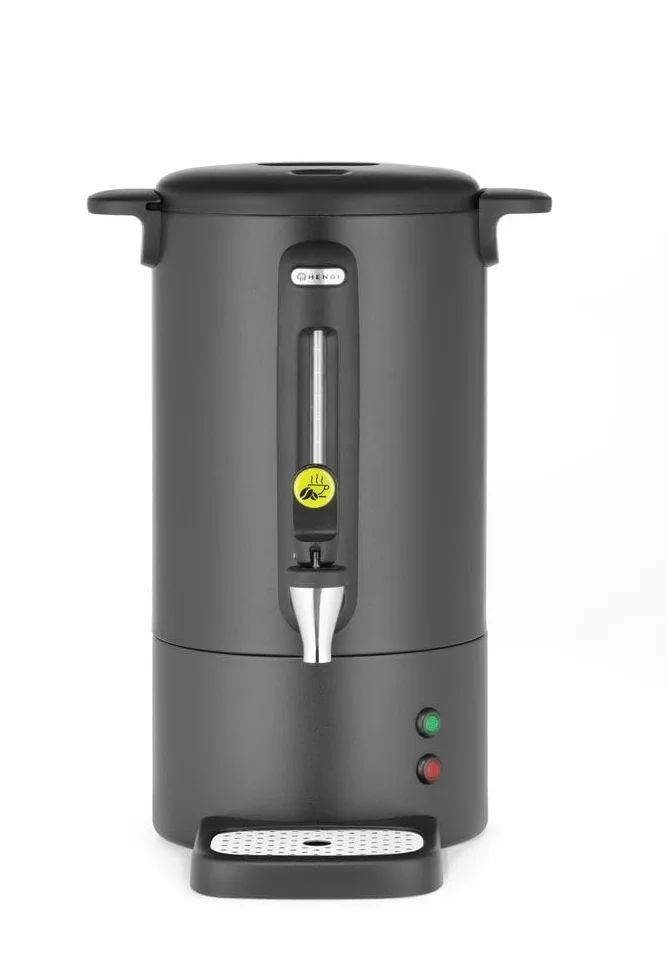 HENDI Percolatore per caffè 7L, caffettiera a parete singola, filtro integrato, macchina per caffè a percolazione, 230V, 50/60Hz, 1050W, 307x330x(H) 450mm, nero opaco, Inox, PP