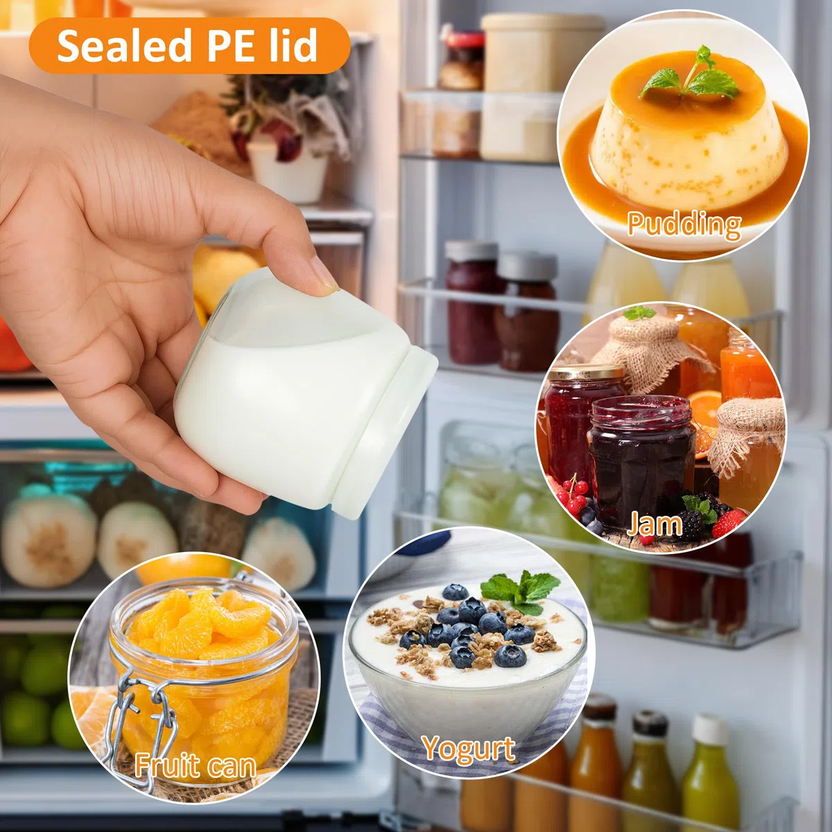 200 ml Barattoli trasparenti per yogurt con coperchio (20 pezzi), vasetti per dessert con coperchio, con corda e ciondolo, per marmellata, miele, dessert, candele, lavabili in lavastoviglie