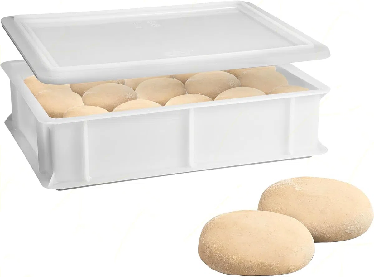 Set 2 Cassetta con Coperchio impasti palline Pizza Pane panette 30x40x13 per alimenti certificata certificata per alimenti litri 12 professionale impilabile sovrapponibile