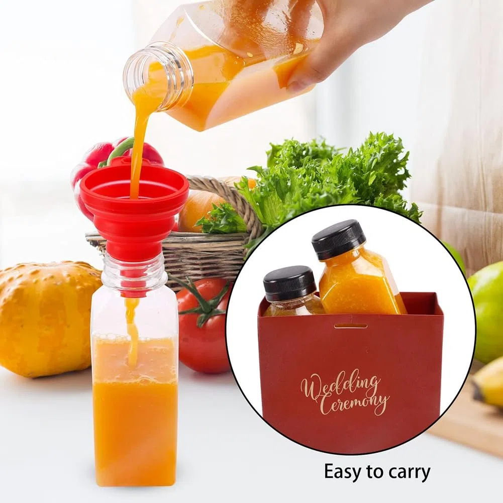 20 bottiglie di succo di plastica vuote da 12 oz con chiusure, bottiglie d'acqua riutilizzabili, contenitori trasparenti con coperchi neri a prova di manomissione