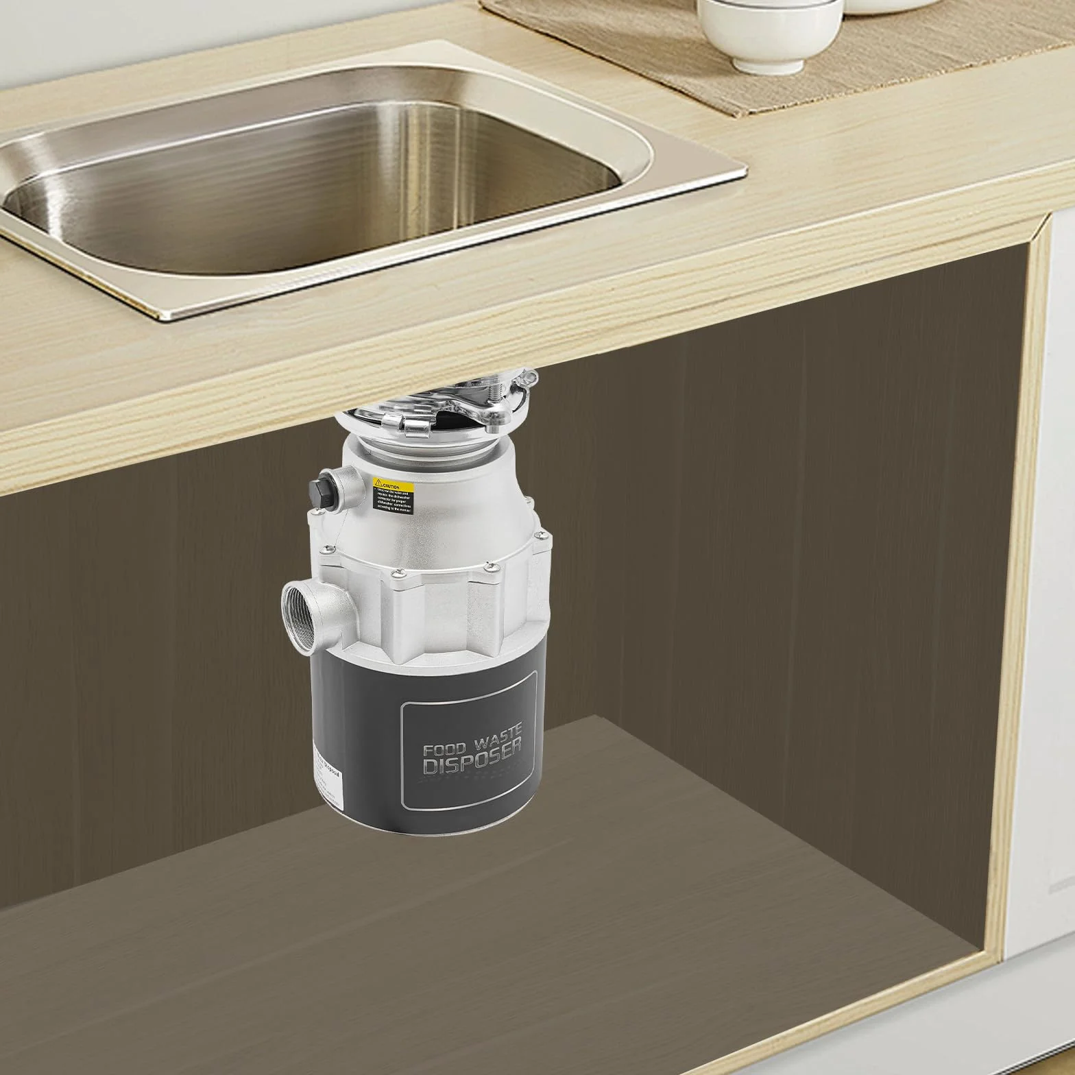 Lavaggio professionale per rifiuti da cucina, motore in rame da 560W e Turbo-Boost, interruttore ad aria e capacità di 1100g, per lavandino da 90mm, silenzioso 68dB, facile da installare, protezione