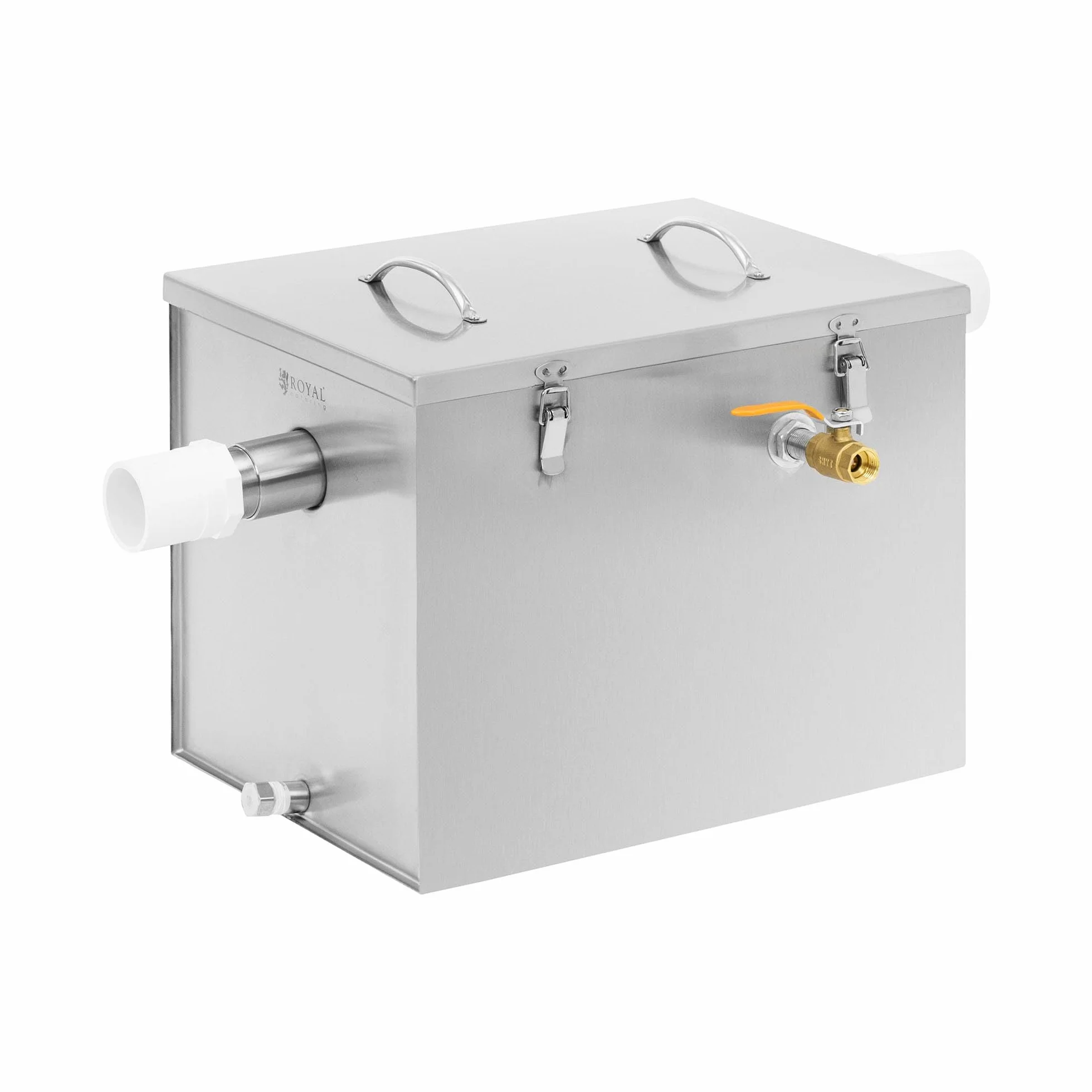 Royal Catering Separatore grasso da 40 l in acciaio inox con filtro, valvola di scarico e coperchio bloccabile, separatore grasso da cucina