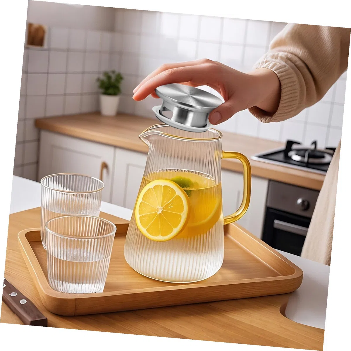 DOITOOL 3 pezzi Coperchio Della Caraffa Impermeabile Inox Coperchio Di Jug Freddo Con Doppia Uscite Per Facile Versare Accessorio Pratico Per Ristoranti E Case