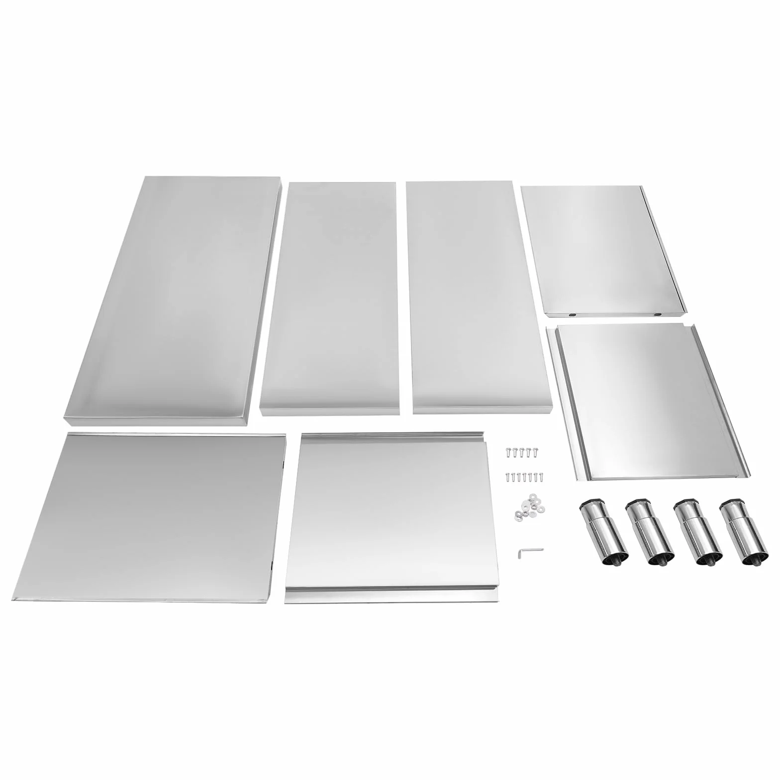 Armadio da tavolo in acciaio inox con ante scorrevoli, 100 x 50 x 95 cm, piano di lavoro in acciaio inox, con spazio per cucine, garage, giardini, bar, ristoranti