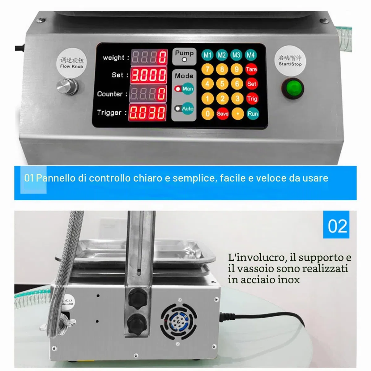 BLANKX Riempitrice Liquida ​per Liquidi Viscosi da 50-10000ML, Riempitrice Liquida ​per Liquidi A Grande Portata di Pesatura Automatica, per Olio Commestibile, Detersivi